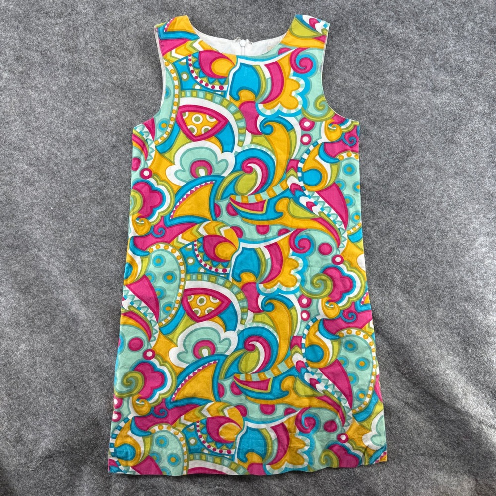 Copper Key Psychedelic Paisley Shift Dress Kids SZ 8 Multicolor Retro 60s‎ Style
